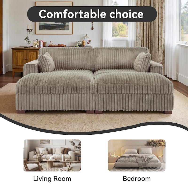 Modern Modular Flannel Fabric Upholstered Sectional Sofa with Square Arm