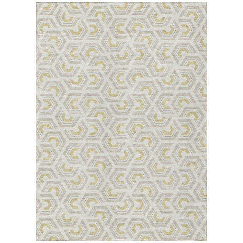 Machine Washable Indoor/ Outdoor Modern Zoa Chantille Rug