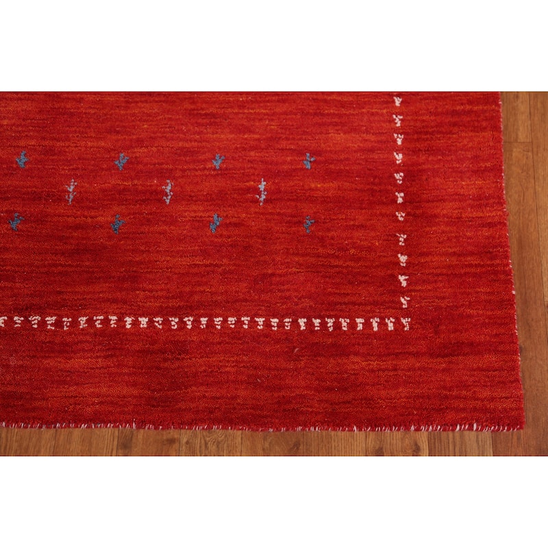 Hand Knotted Oriental 100% Wool Carpet Tribal Tribal Oranges & Rust Gabbeh Area Rug - 6' 5'' X 4' 8''