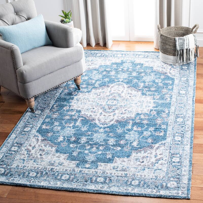 SAFAVIEH Handmade Classic Vintage Grozdana Transitional Polyester Rug - 9' x 12' - Blue/Grey