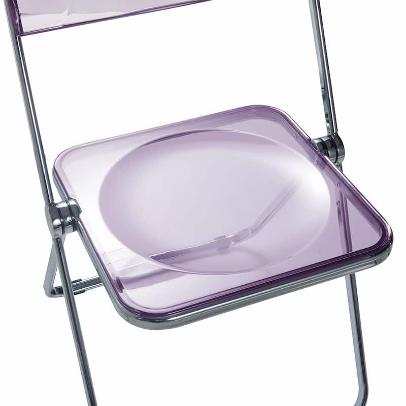 LeisureMod Lawrence Acrylic Folding Dining Chairs and Dining Table Set