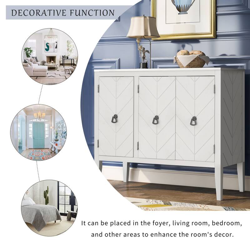 37" Vintage Style Kitchen Accent Buffet Sideboard Cabinet