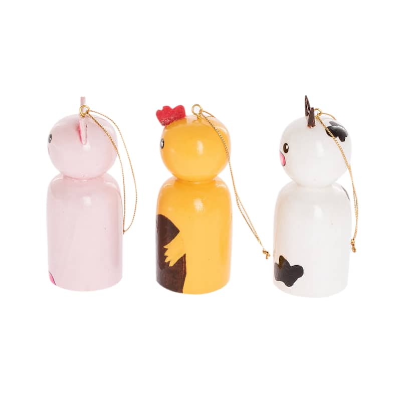 Novica Handmade Farm Friends Reclaimed Wood Ornaments (Set Of 3)