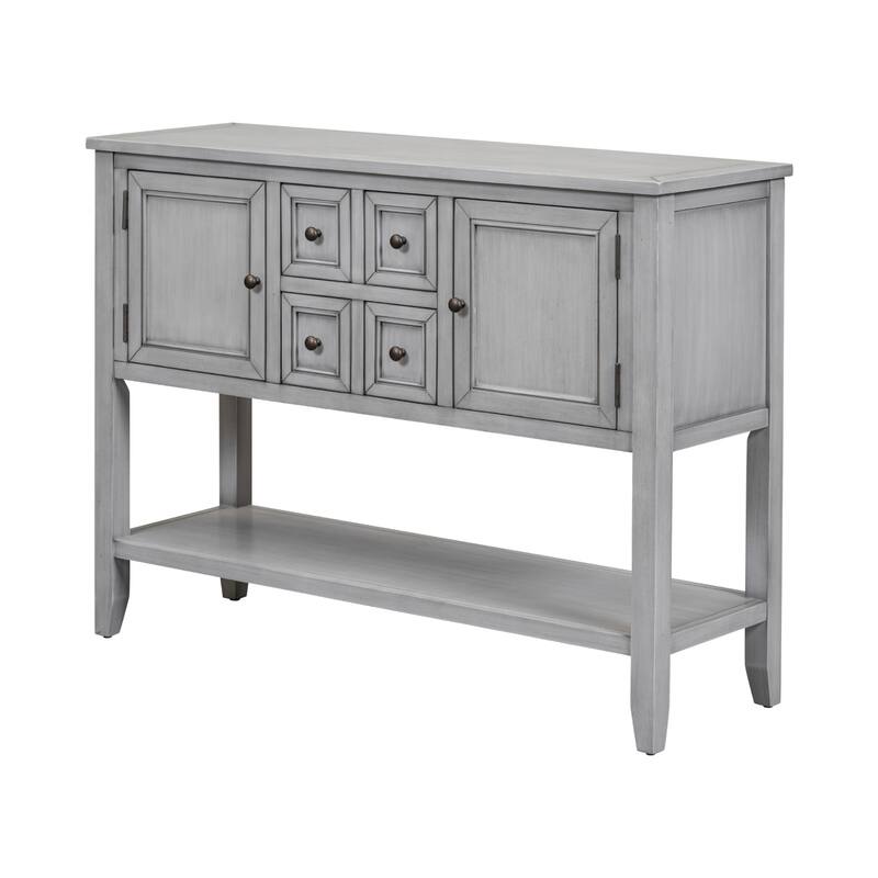 Cambridge Series Ample Storage Vintage Console Table with Four Small Drawers and Bottom Shelf for Living Rooms