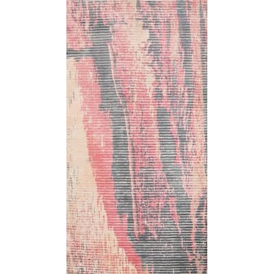 Hand Knotted Oriental Viscose Silk Carpet Modern All-Over Pink Abstract Area Rug - 4' 0'' X 2' 0''