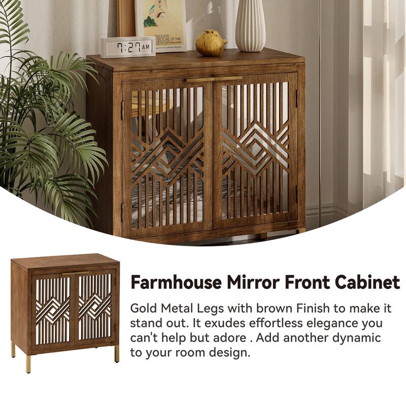 COZAYH Farmhouse Storage Dresser Accent Sideboard Wood Buffet Cabinet with 2-Door for Living Room, Hallway, Bedroom, Dining Room
