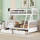 preview thumbnail 1 of 54, Space-Saving Twin Over Full Bunk Bed with Drawers, Solid Wood Frame with Guardrails and Ladder, Detachable into 2 Platform Beds White - Full