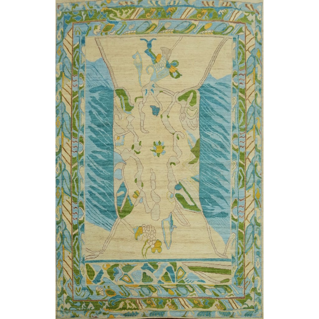 Vegetable Dye Wool Oushak Turkish Area Rug, Geometric Carpet - 11' 11'' X 9' 0''