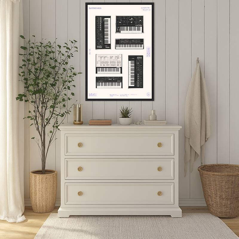 Synthetisers by Florent Bodart (23 x 33 in.), Framed Canvas Wall Art Print