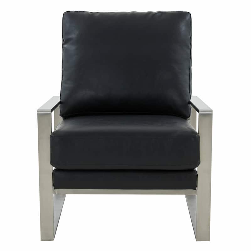Jefferson Modern Velvet Accent Chair with Brushed Silver Frame, Plush Cushions, and Scratch-Resistant for Home or Office - 29.2