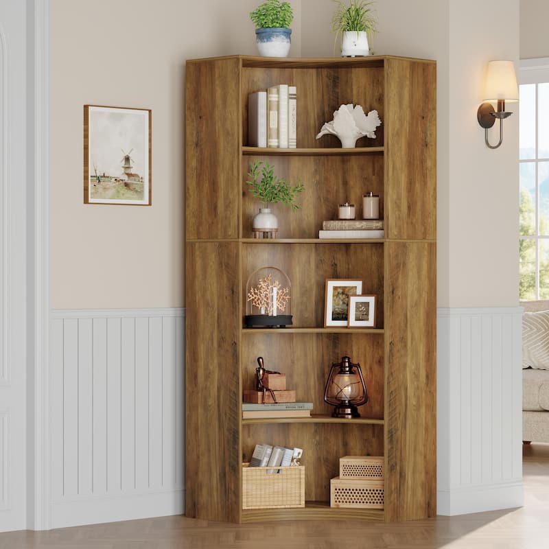 6-Tier Corner Bookshelf/Bookcase, 70.9" Corner Shelf, Storage Cabinet for Living Room, Kitchen, Home Office