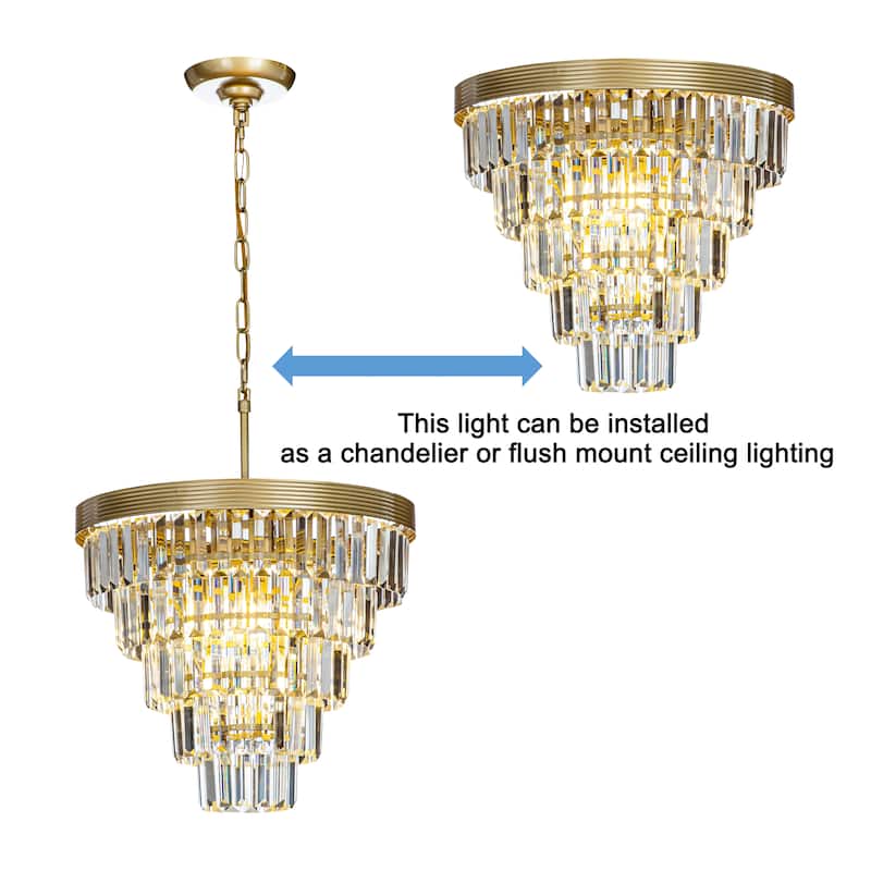 Glam Cone Shape Tierd Crystal Flush Mount Ceiling Light