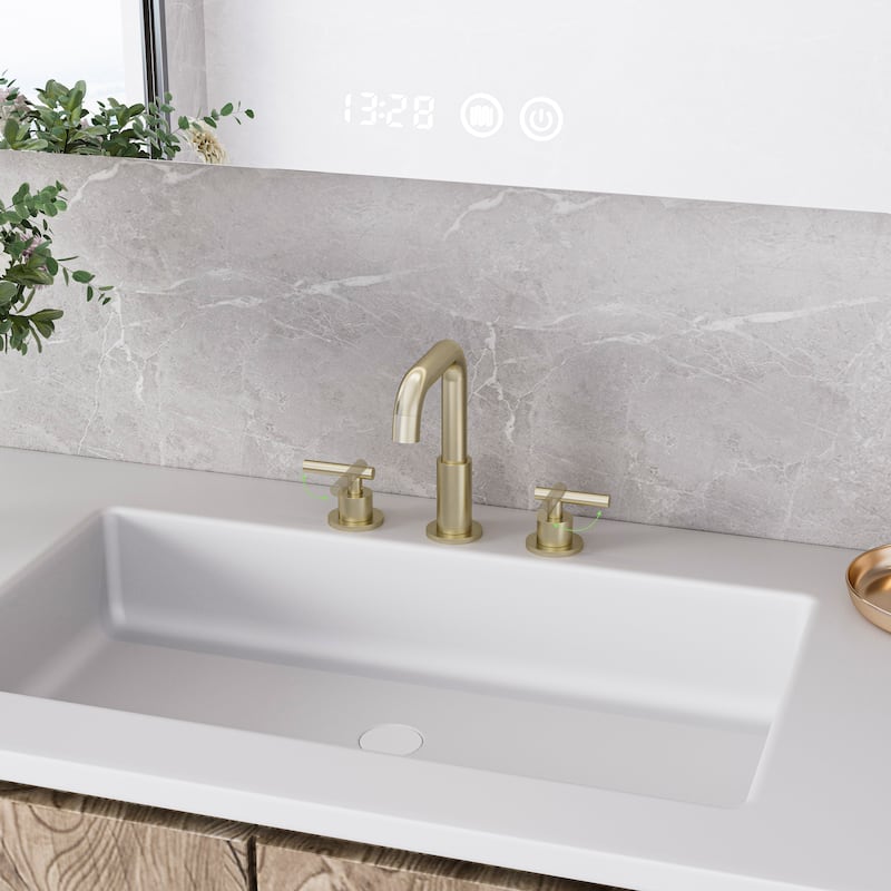 Modland 3-Hole Bathroom Faucet with 360-degree Swivel Spout, CUPC Certified & Leak-Proof, Luxury Brushed Gold