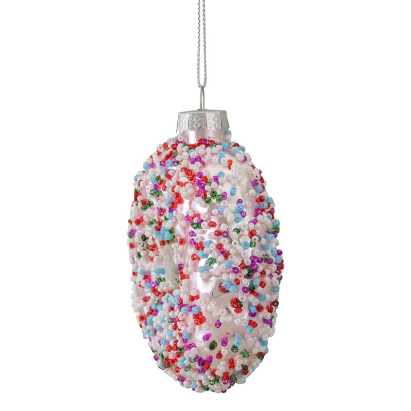 3.75" Pink Doughnut with Sprinkles Glass Christmas Ornament