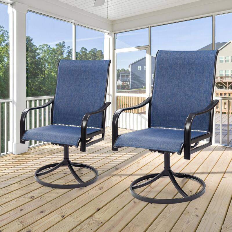 Kozyard 2Packs Patio Swivel Dining Chairs Swivel Chairs Breathable Textilene Rocker Chair for Lawn Porch Garden Deck