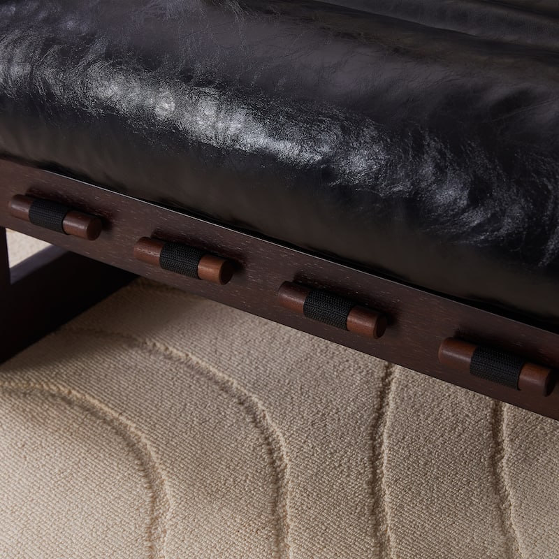 Water-Repellent Leather Accent Chair Sofa Chair with Mortise & Tenon Assembly, Lounge Chair with Removable Cushion