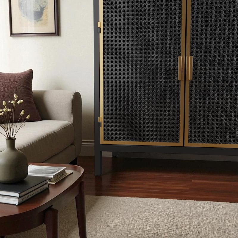 48" Modern Sideboard Buffet Cabinet with 4 Doors & 3 Drawers, Freestanding Storage for Entryway/Office/Bedroom