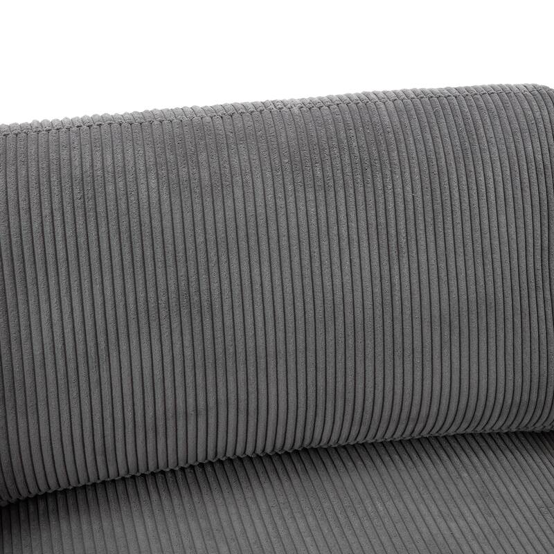 105'' Corduroy Fabric Sofa with 5 Pillows, 3 Seater Sectional Sofa for Livingroom Sofa Chaise with Removable Back Cushions