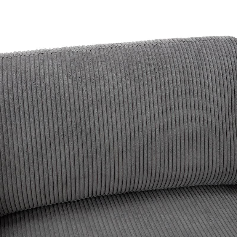 Gray 105" Corduroy 3-Seater Sofa with Removable Back Cushions and Pillows