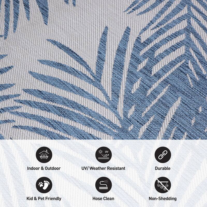 World Rug Gallery Contemporary Distressed Leaves Textured Flat Weave Indoor/Outdoor Area Rug