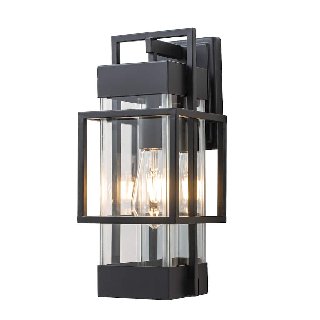 C Cattleya 1-Light Matte Black Geometric Outdoor Wall Sconce Light