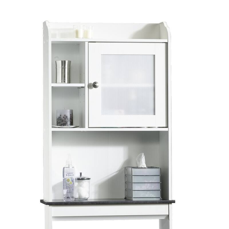 Engineered Wood Modern Over-toilet Storage Cabinet For Compact Spaces, White - 23.31" W × 7.44" D × 68.07" H