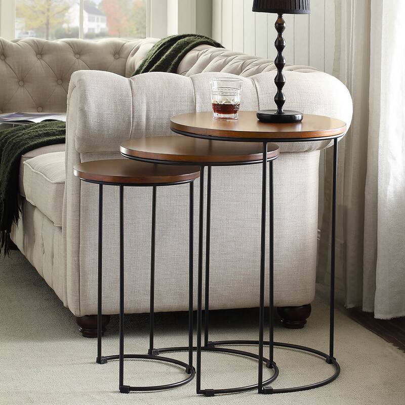 Carolina Living Mackintosh Round Nesting Tables - Chestnut/Black