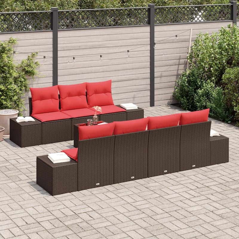 vidaXL 8 Piece Garden Sofa Set with Cushions - 115.7×24.4×27.2