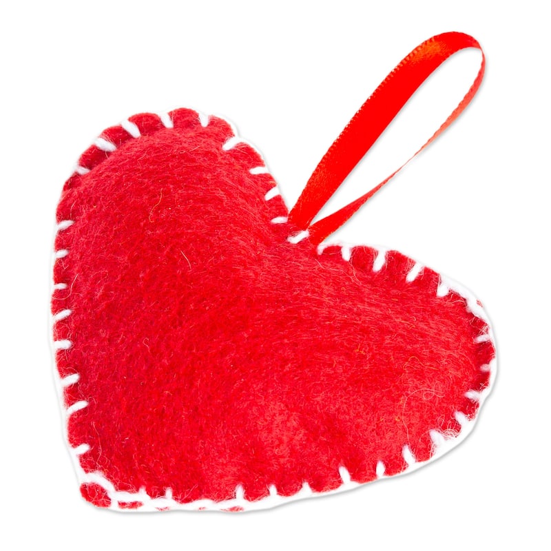 Novica Handmade Red Emotion Felt Ornament