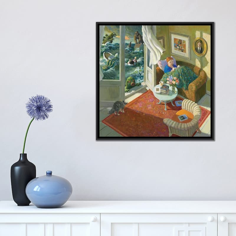 iCanvas "Rather Read" by Michael Sowa Framed Canvas Print