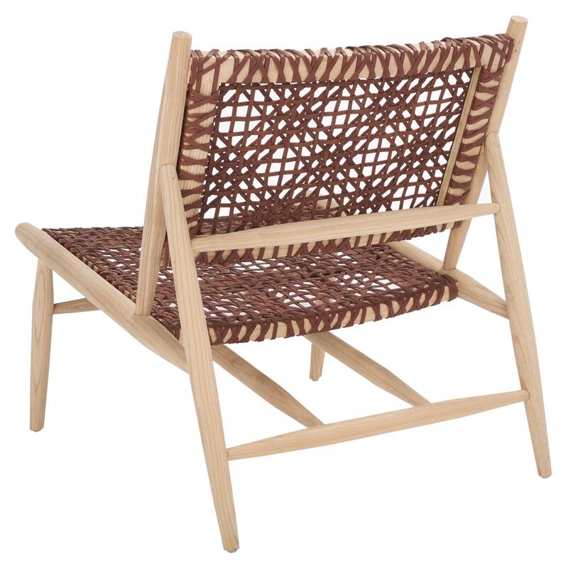 SAFAVIEH Bandelier Open Leather Weave Squared Accent Chair. - 26" W x 32" D x 31" H