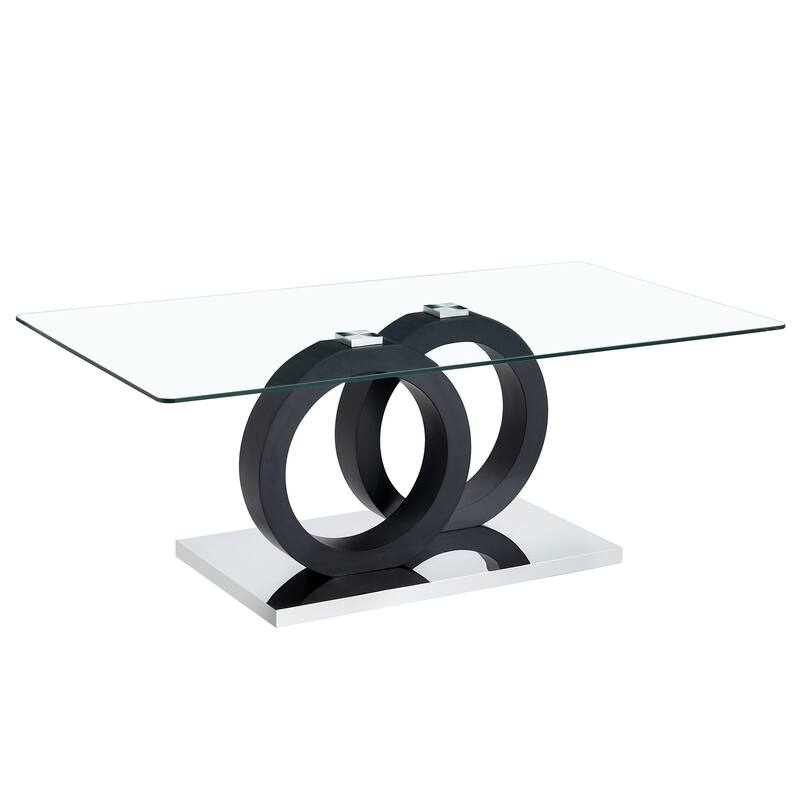 Modern Style Glass Top Mdf Coffee Table With Base