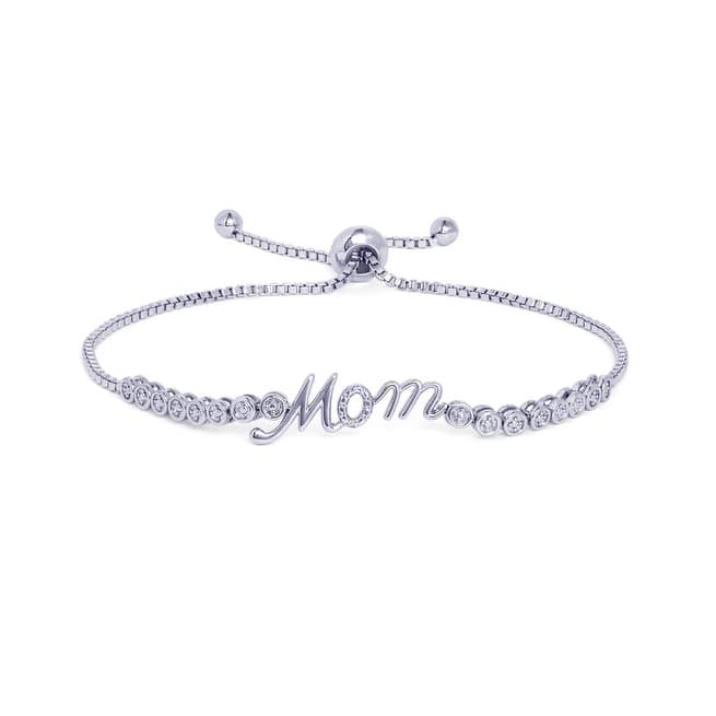 Victoria Townsend Silver Diamond Accent MOM Adjustable Bracelet