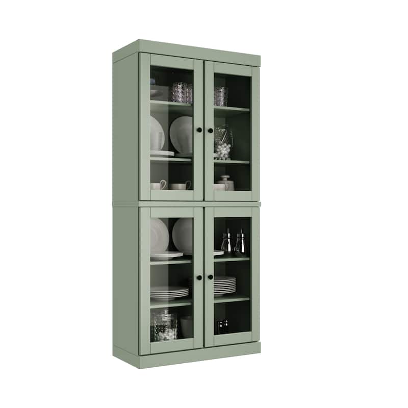 Palace Imports 100% Solid Wood Pantry Cabinet with Frosted, Clear Glass or Solid Doors and Adjustable Shelves