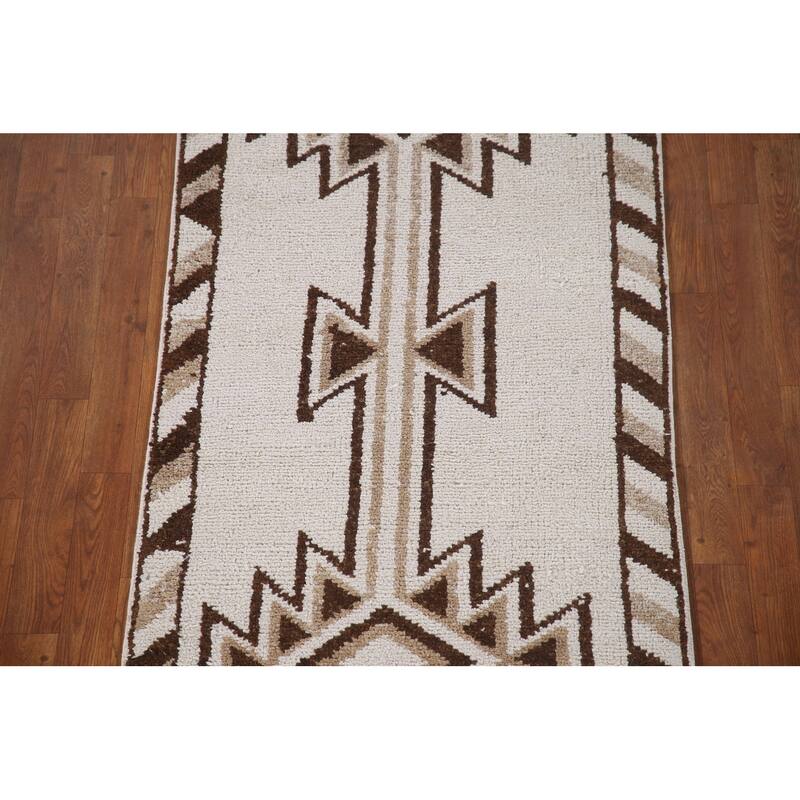 Natural Dye Anatolian Turkish Runner Rug Handmade Beige Wool Carpet - 2'11"x 12'2"