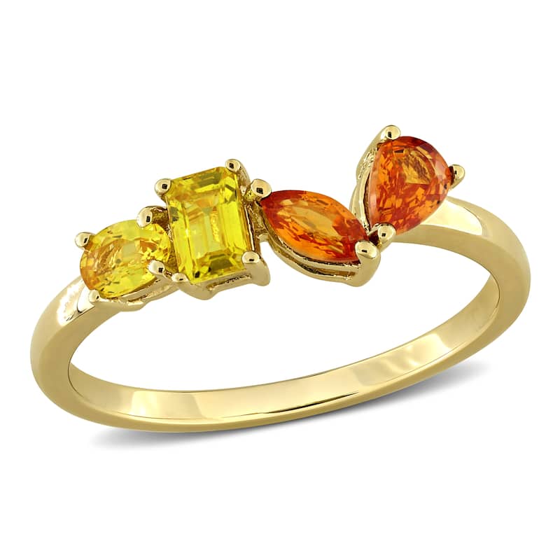 Miadora Multi-Gem Four Stone Ring Sterling Silver - 8 - Yellow