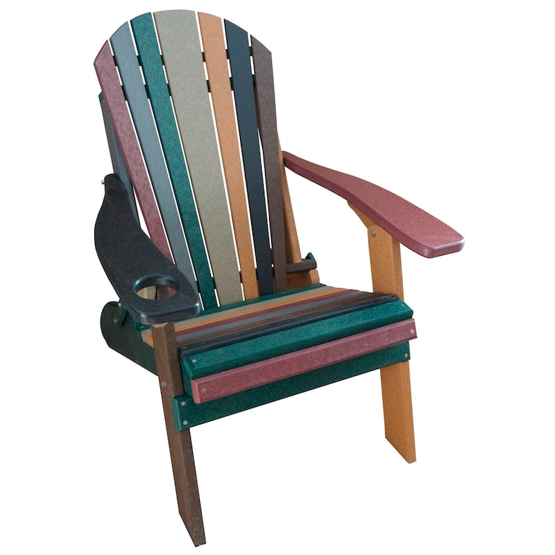 Kaleidoscope Collection Earth Tone Folding Adirondack Chair - No Smart Phone Holder - Earth Tone