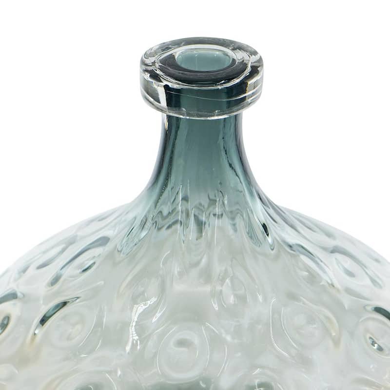 13" Light Blue Hammered Glass Table Vase - 13.20