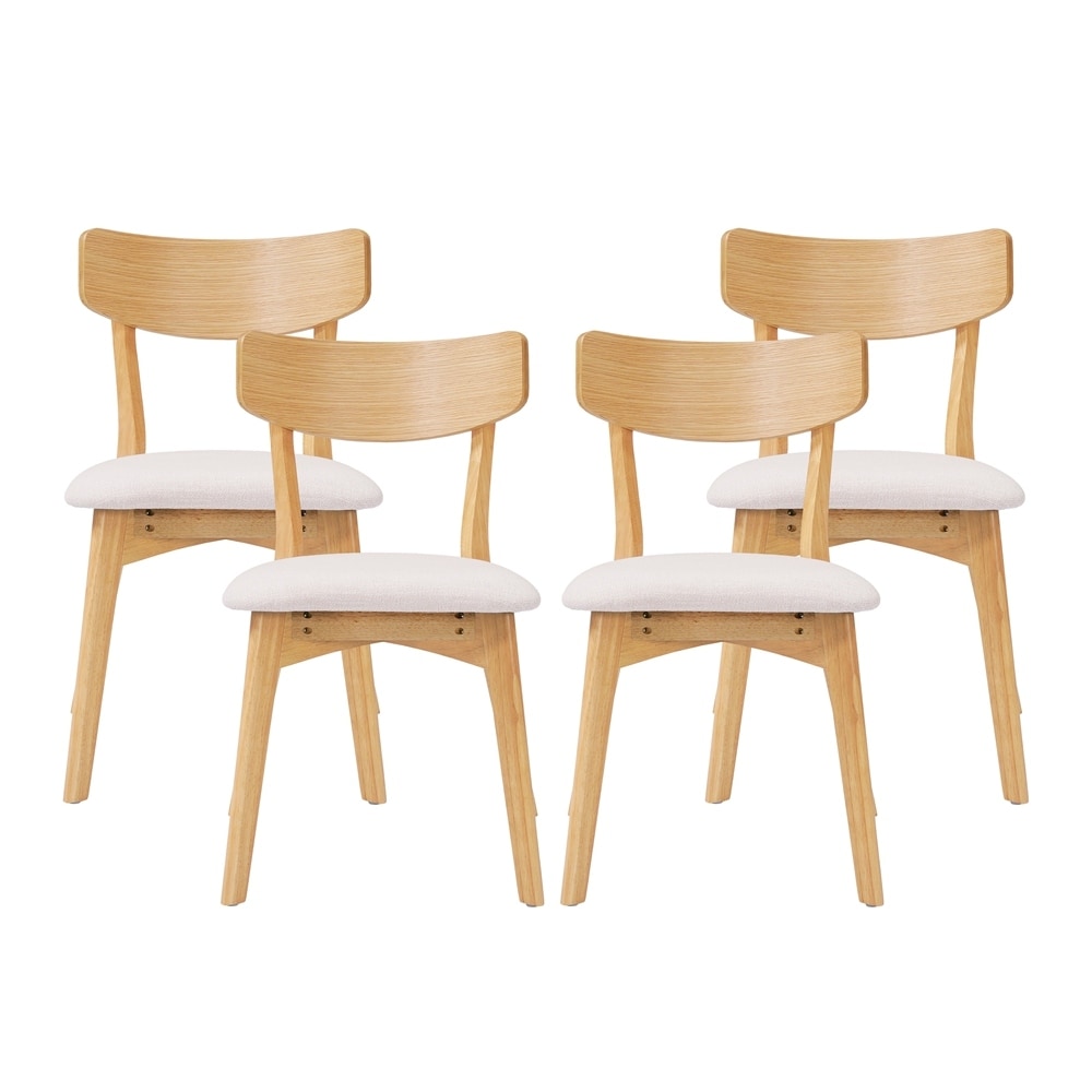 Mid-Century Wood Finished Frame Upholstered Dining Chairs