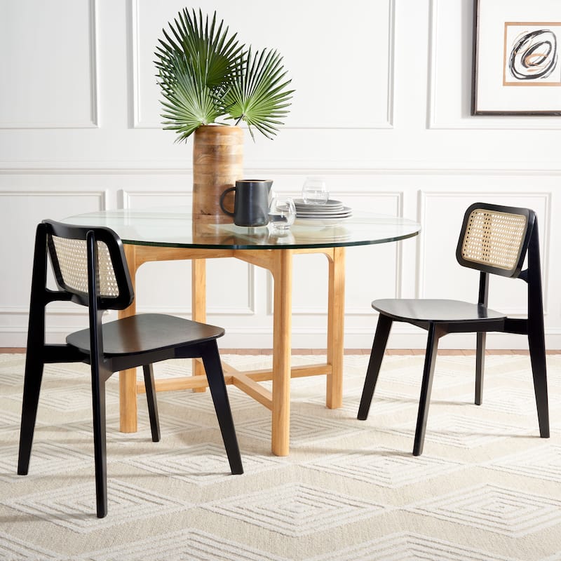 SAFAVIEH Luz Cane Dining Chair - 17" W x 20" D x 32" H - 17Wx20Dx32H - Black