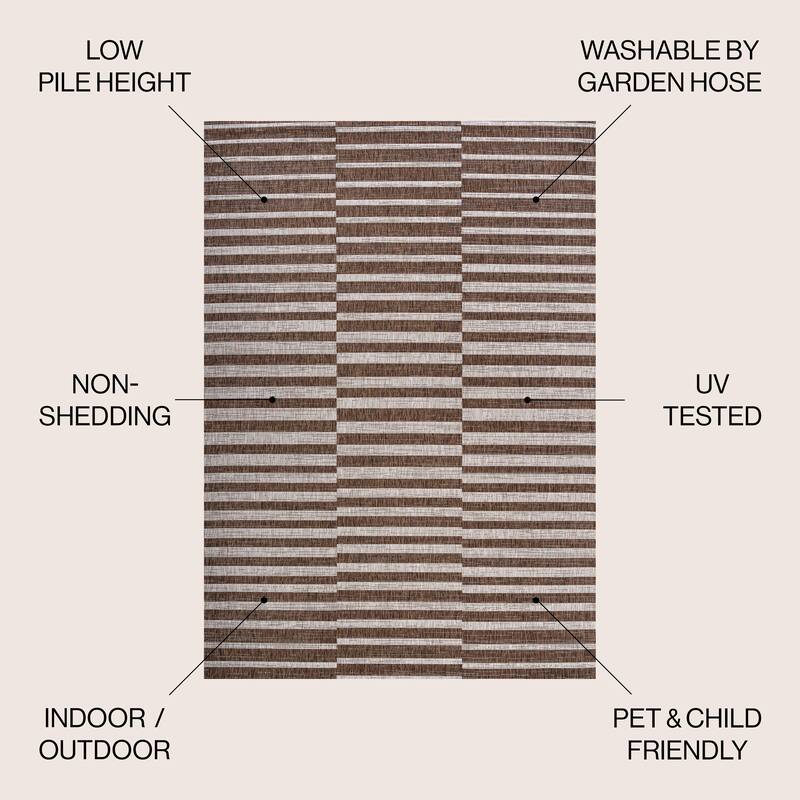 JONATHAN Y Grid Modern Offset Stripe Indoor/Outdoor Area Rug
