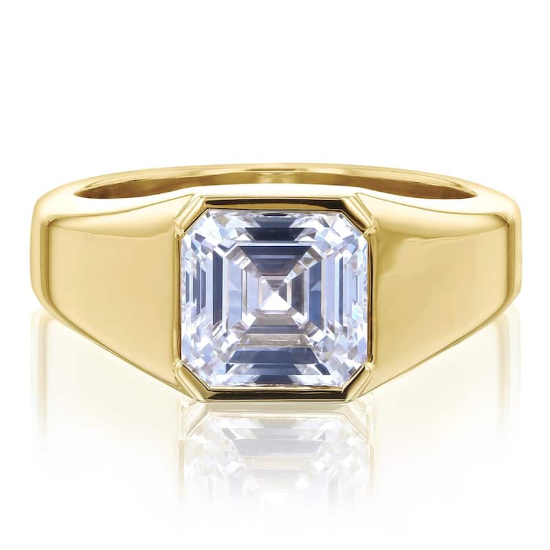 Kobelli 4 Carats Asscher Diamond 14k Solid White Gold Lab Grown Solitaire Sidney Engagement Ring (EF/VS, Certified) - 7 - Yellow