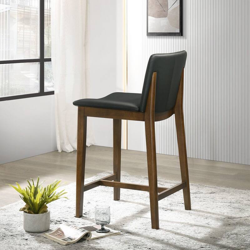 GDFStudio - Shannon Modern Mid-Century Vegan Leather Counter Chair with Solid Wood Frame & Full Back Support - 20.08"