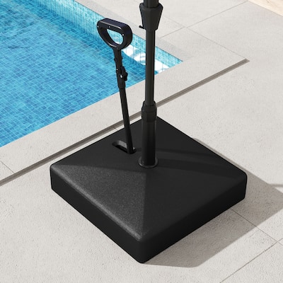 Black Heavy Duty Outdoor Umbrella Stand with Rolling Wheels Adjustable Handle and Fillable Base - 24" x 24" x 28"-40"
