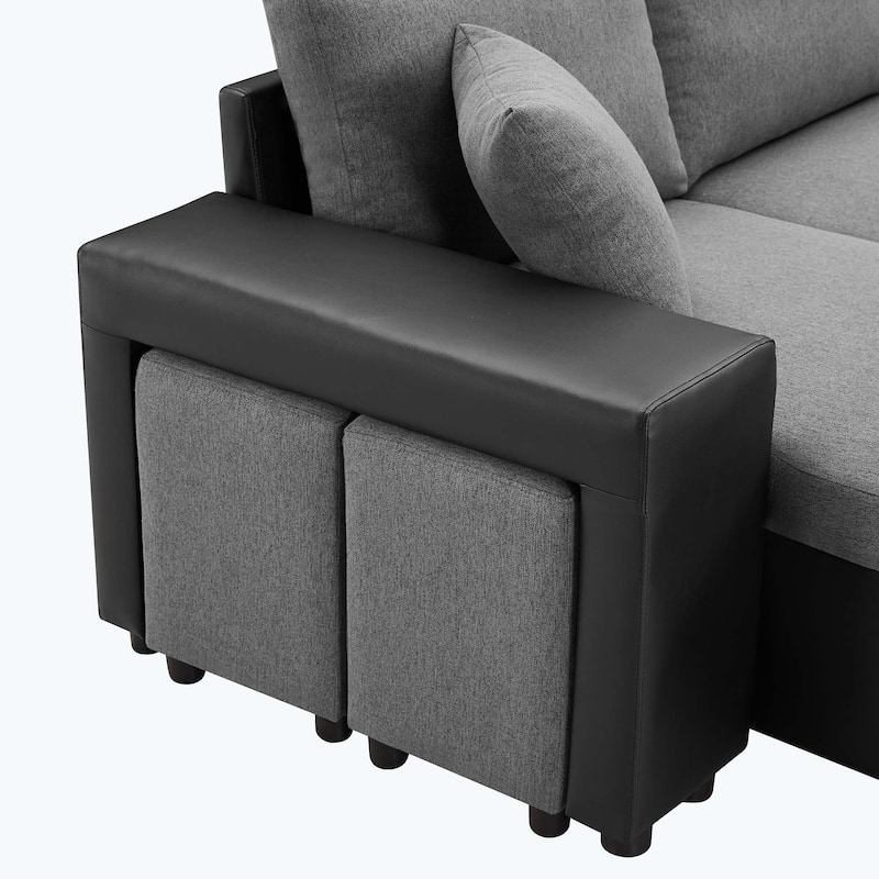 Classic and Cozy L-shape Pull-out Sleeper Sectional Sofa