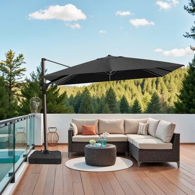 9 x 12 ft Outdoor Patio Cantilever Offset Umbrella with Heavy Duty Sand Water Fillable Base