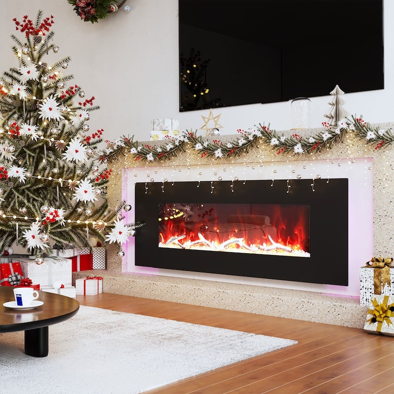 Clihome 42-72 inch Wall-mounted w/ RC (1500W) Electric Fireplace