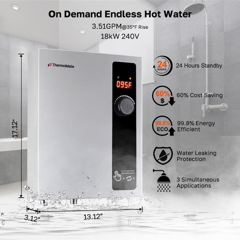 ThermoMate Electric Tankless Water Heater 18kW at 240 Volt