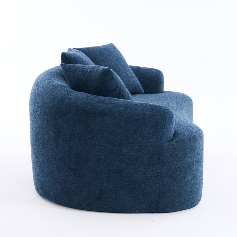 Chenille Deep Seat Loveseat Sofa, Full Compression Sponge Curved Loveseat Sofa, Cloud Floor Couch with 3 Pillows