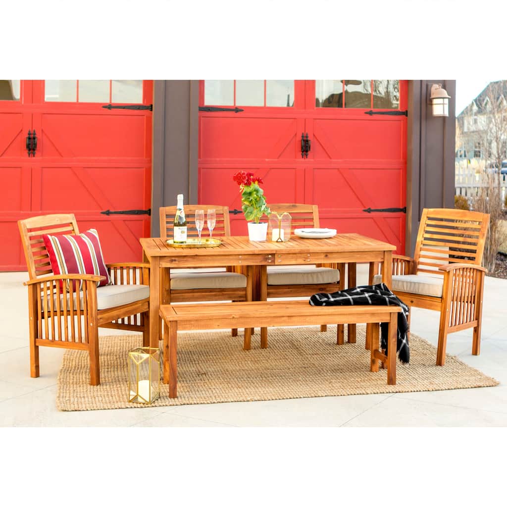 Walker Edison Surfside 6-piece Acacia Wood Outdoor Dining Set